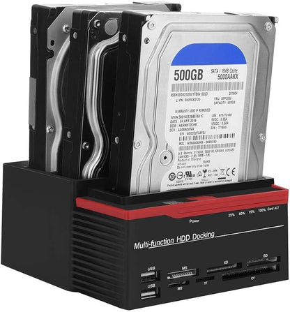Zopsc USB 3.0 SATA/IDE HDD Estación de acoplamiento de tres bahías sin conexión Clon HUB lector 12V/3A Fuente de alimentación independiente Estación de acoplamiento de disco duro externo (US) 100-240V