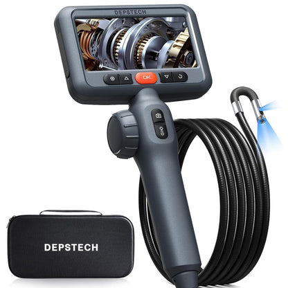 DEPSTECH Cámara endoscopio articulada de 10 pies con luz: boroscopio industrial articulado bidireccional de doble lente con pantalla de 4.5" y cable de serpiente, herramienta automotriz de cámara de inspección para pared, tubería, mecánico DS650DL-3m