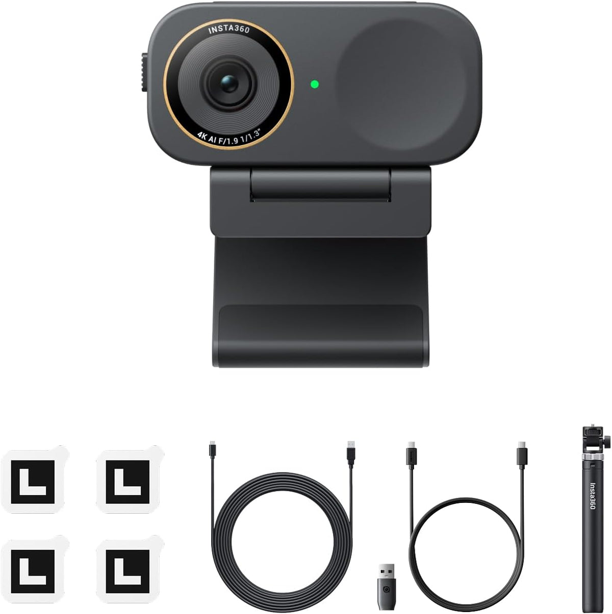 Insta360 Link 2C Pro - CINSABPB-S-B Cámara web 4K para PC/Mac, sensor de 1/1.3", baja luz, marco automático, HDR, micrófonos direccionales con cancelación de ruido, compatible con Stream Deck, Zoom, equipos