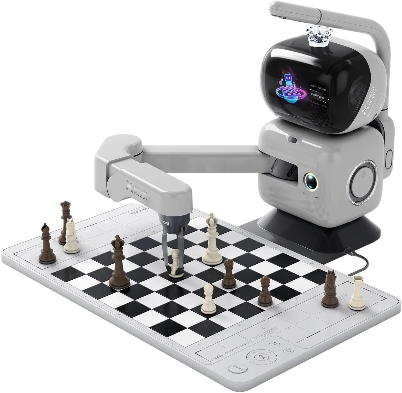 Robot de ajedrez AI RC3G-N con brazo robótico tablero de ajedrez electrónico para computadora, 25 niveles de IA, más de 1200 ejercicios, entrenador de final, reproducción de juegos clásicos