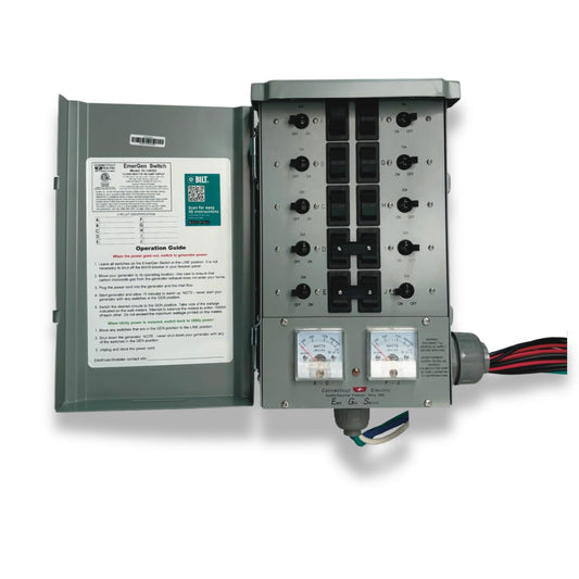 Connecticut Electric EmerGen - Interruptor de transferencia - 50 amperios, 10 circuitos, 12500 vatios, para generador (solo interruptor de transferencia)