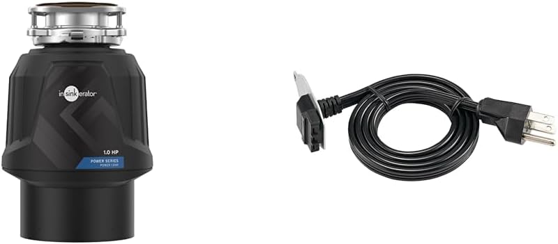 InSinkErator Power ‎80020-ISE - Eliminador de basura de 1 HP, serie Power EZ Connect, triturador de residuos de alimentos de alimentación continua, color negro
