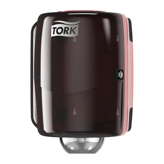 Tork Centerfeed 659028 - Dispensador industrial de toallas de papel, color rojo y humo, dispensador de una sola hoja, rango de rendimiento, 659028