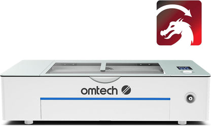 OMTech Polar+ 55W CO2 Grabador láser cortador con LightBurn, área de trabajo de 20 "x12", cámara de 5MP, ejes rotativos duales, velocidad de 19.685 in/s, con bomba de agua, máquina de corte por láser