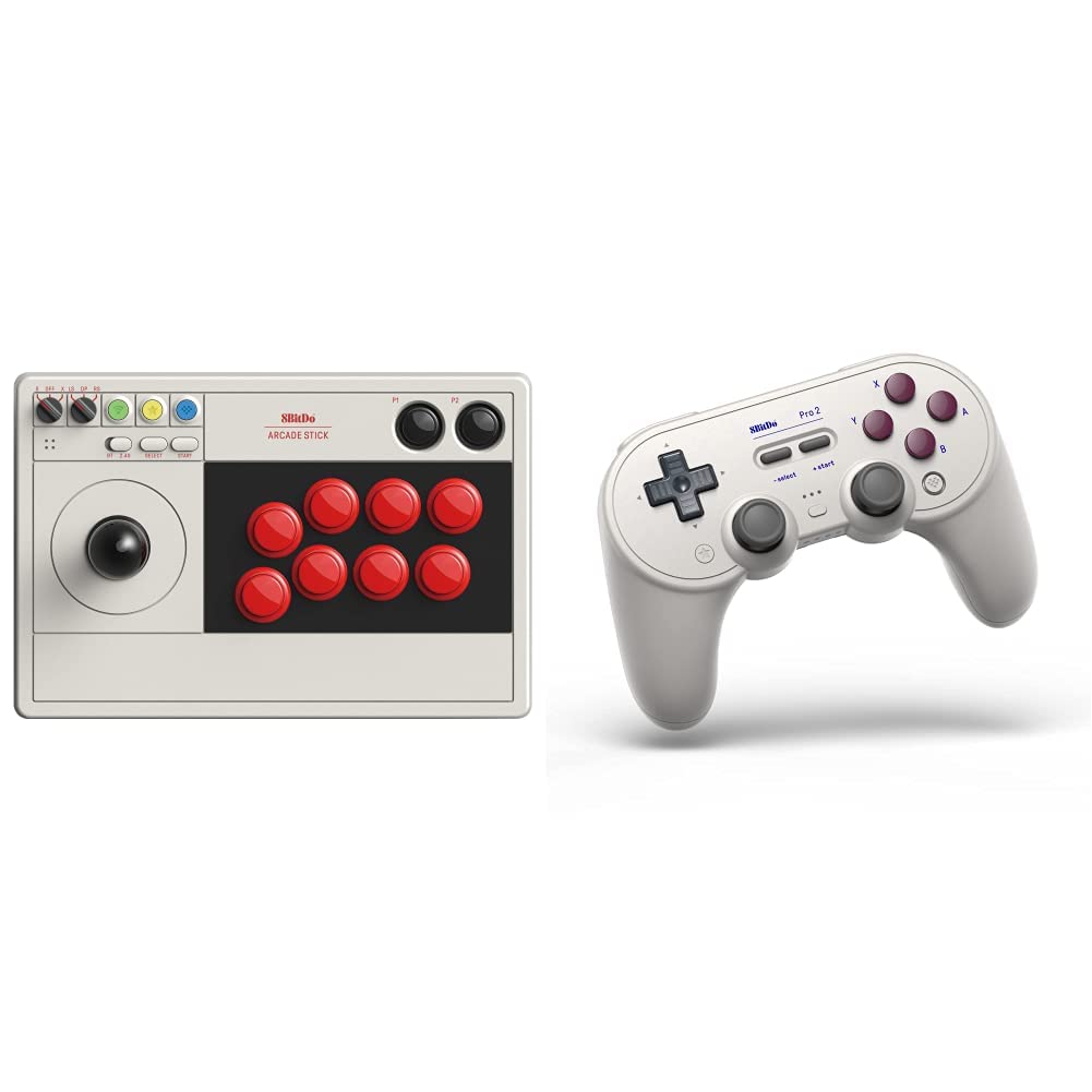 8Bitdo Arcade Stick for Switch & Windows, Arcade Fight Stick Support Wireless Bluetooth, 2.4G Receiver and Wired Connection