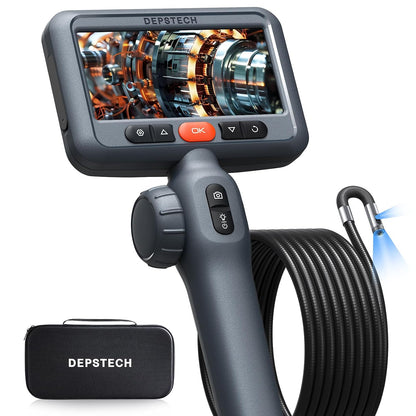 DEPSTECH Cámara endoscopio articulada de 10 pies con luz: boroscopio industrial articulado bidireccional de doble lente con pantalla de 4.5" y cable de serpiente, herramienta automotriz de cámara de inspección para pared, tubería, mecánico DS650DL-3m