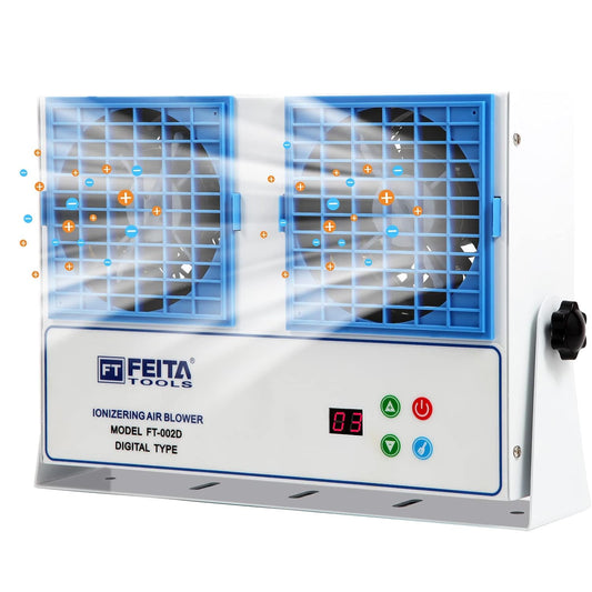 FEITA FT-002D Soplador de aire ionizante Ionizador antiestático Nuevo tipo de limpieza Ventilador estático Ventilador de descarga electrostática Soplador ionizador Soporte de doble propósito Eliminador estático industrial ESD