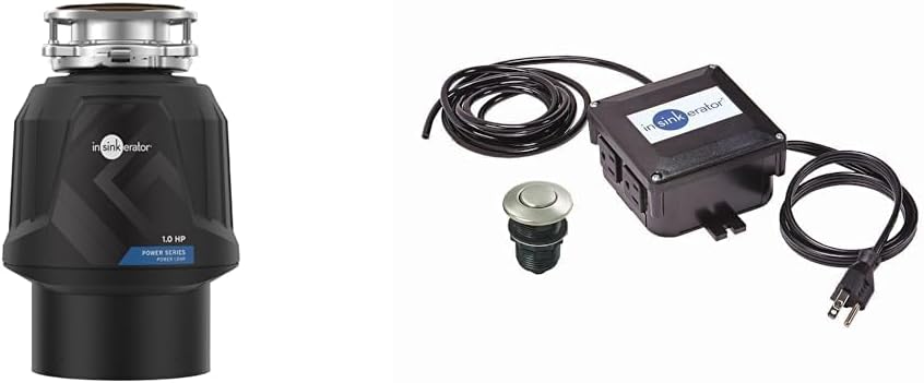 InSinkErator Power ‎80020-ISE - Eliminador de basura de 1 HP, serie Power EZ Connect, triturador de residuos de alimentos de alimentación continua, color negro
