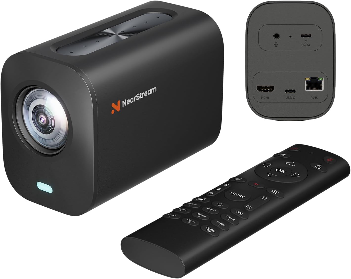 Cámara de transmisión con cable NearStream VM20 4K con zoom híbrido 40X/8 micrófonos con cancelación de ruido/control remoto, plug & play, webcam HDMI/USB/RJ45 para transmisión en vivo, videollamada VM20-US