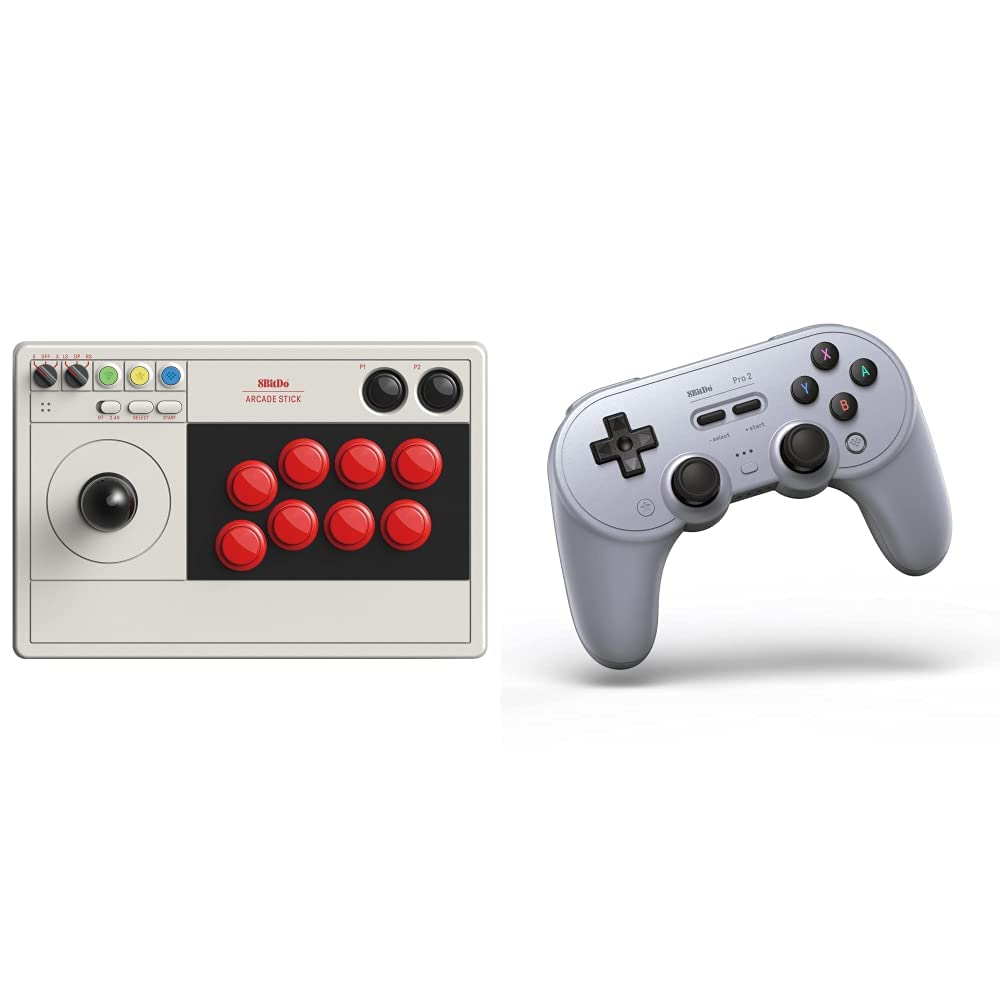 8Bitdo Arcade Stick for Switch & Windows, Arcade Fight Stick Support Wireless Bluetooth, 2.4G Receiver and Wired Connection