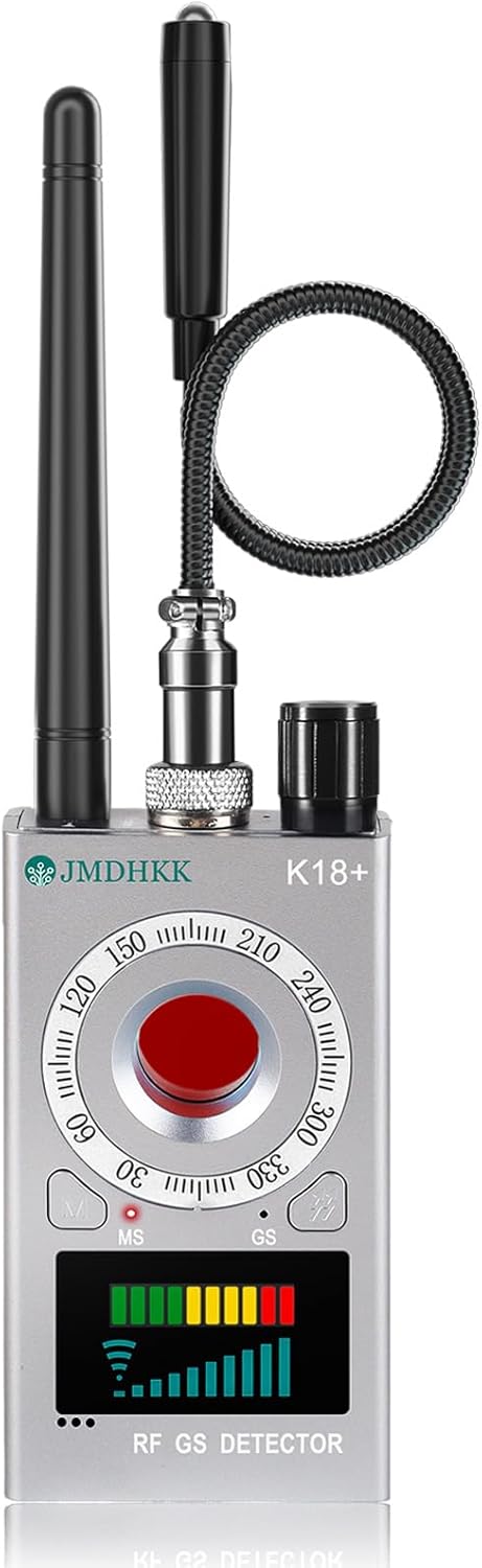 JMDHKK Detector de Cámara Oculta K18+, Buscador de Cámara Espía, Detector de Micrófonos Ocultos, Detector de Campo Magnético, Detector de Dispositivos de Escucha – Herramienta de Protección de