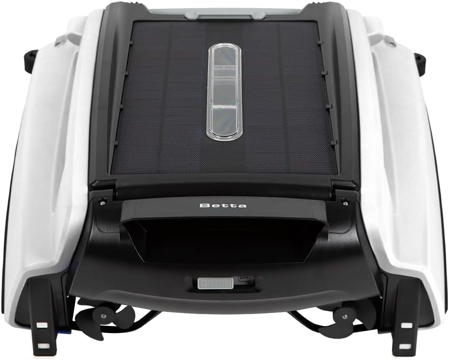 Betta SE - Limpiador robótico automático de superficie de piscina con batería de limpieza continua 24/7 y motores tolerantes al cloro de sal doble rediseñados (azul) Blanco