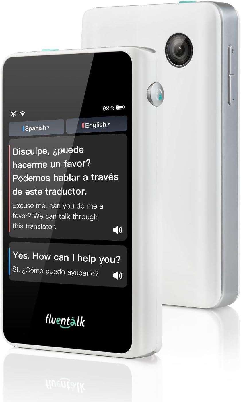 Timekettle, Fluentalk T1 Mini dispositivo de traductor no necesita WiFi soporta 40 idiomas y traducción de fotos, traductor de idioma instantáneo para Blanco