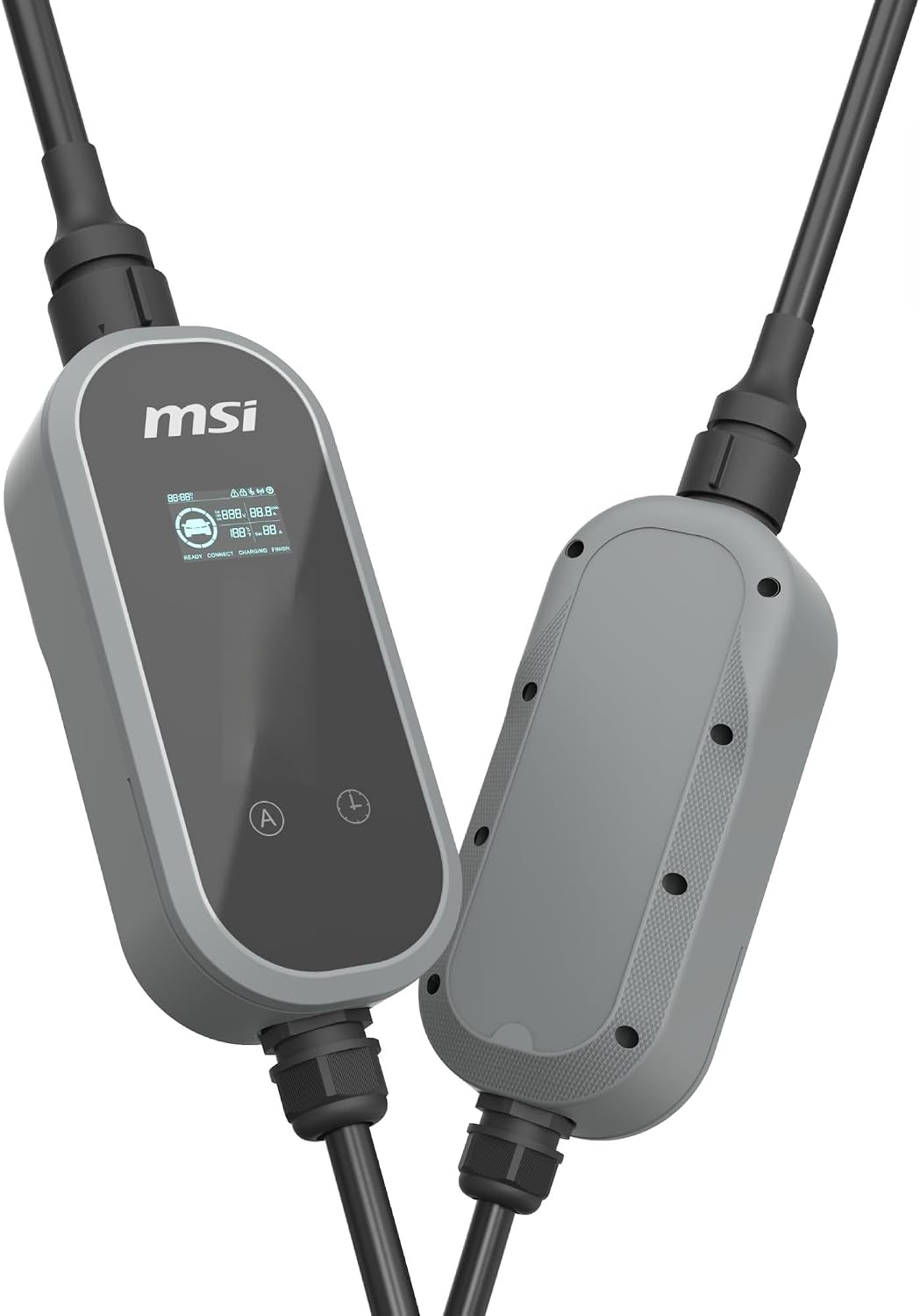 MSI EZgo NACS, 40A/9.6Kw, cargador portátil de nivel 1/2 con enchufe NEMA 5-15 y NEMA 14-50, color blanco