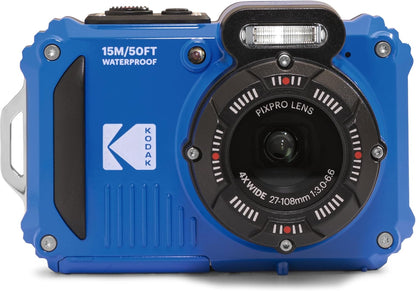 KODAK PIXPRO WPZ2 - Cámara digital resistente al agua de 16 MP 4X zoom óptico de 2.7 pulgadas, LCD Full HD, MFR: WPZ2-RD Azul