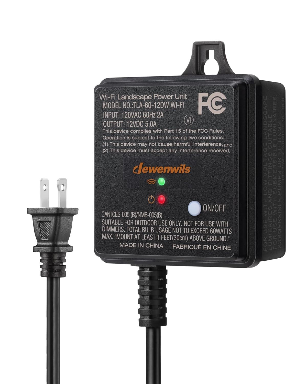 DEWENWILS Transformador de bajo voltaje WiFi de 60 W, 120 V CA a 12 V CC, transformador inteligente de paisaje de bajo voltaje para exteriores con temporizador, funciona con Alexa y Google Home,