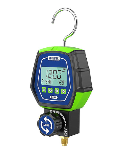 Medidores de HVAC 90 Juego de medidores de colector digital refrigerante, R410A R134A Prueba de presión de vacío digital Sistemas HVAC Herramienta de probador de fugas para bombas de calor de aire