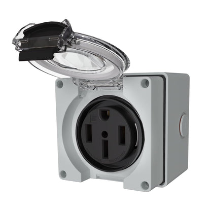 STARELO Caja de toma de corriente RV de 30 amperios, receptáculo NEMA TT-30R de 125 voltios, resistente al polvo y a la intemperie para vehículos recreativos, vehículos eléctricos, generadores