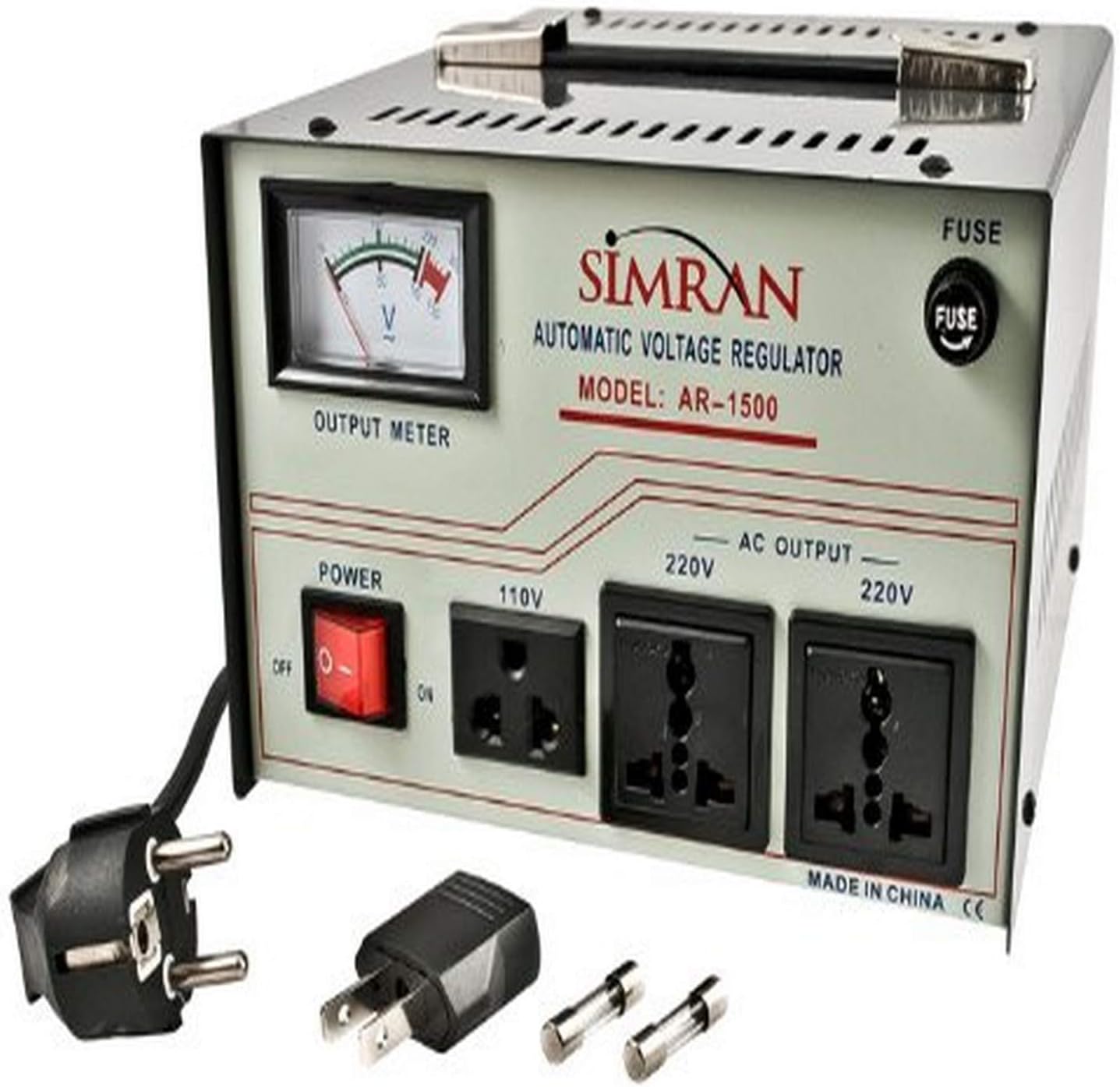 Simran AR-5000 transformador convertidor de voltaje reductor 110v a 220v regulador de potencia, 5000 vatios