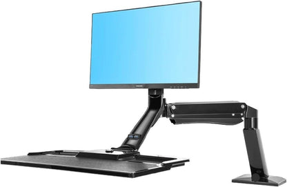 Estación de trabajo ergonómica con ajuste de altura para computadora, soporte para monitor de 22 a 32 pulgadas con teclado