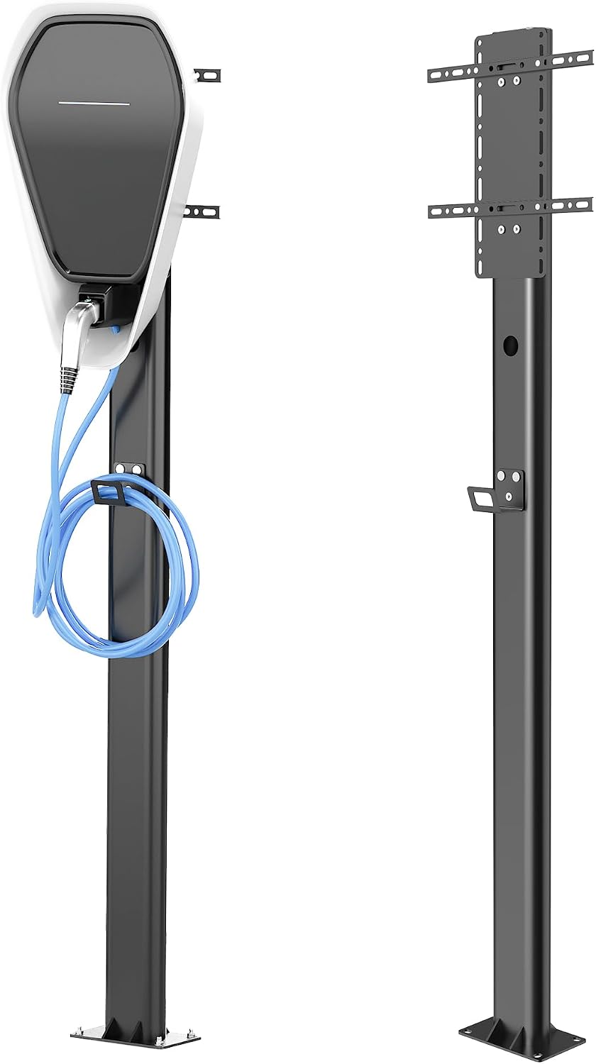 Soporte de pedestal universal para cargador de vehículos eléctricos, montaje en suelo de 59 pulgadas con gancho para cable BS-CDZ