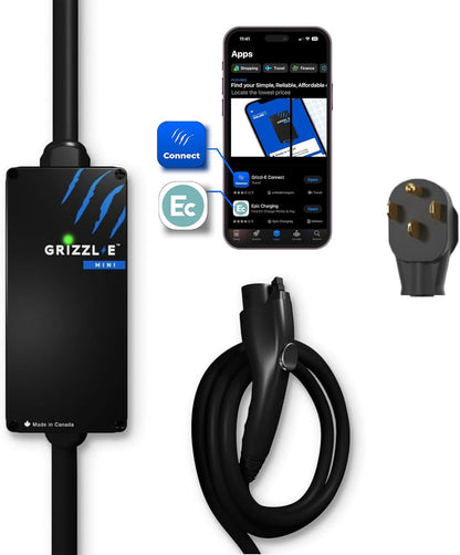 Grizzl-E Mini Connect - Cargador portátil para vehículos eléctricos (EV) de nivel 1-2 de hasta 40 amperios, certificado UL, estación de carga rápida para automóvil eléctrico para interiores y