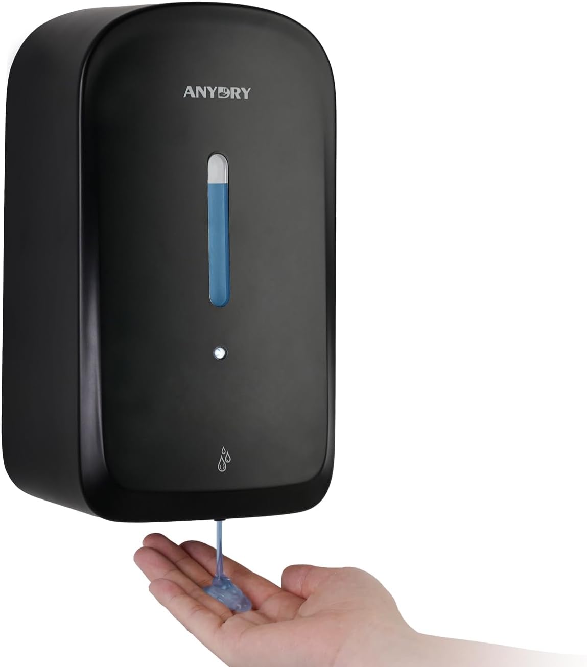 anydry Dispensador de jabón automático comercial de 34 onzas, gran capacidad, montado en la pared | Touchless Liquid Dispenser, Five-Level Adjustment, Ideal for High-Traffic Bathroom, Restroom, Durable Wall-Mount Installation Negro