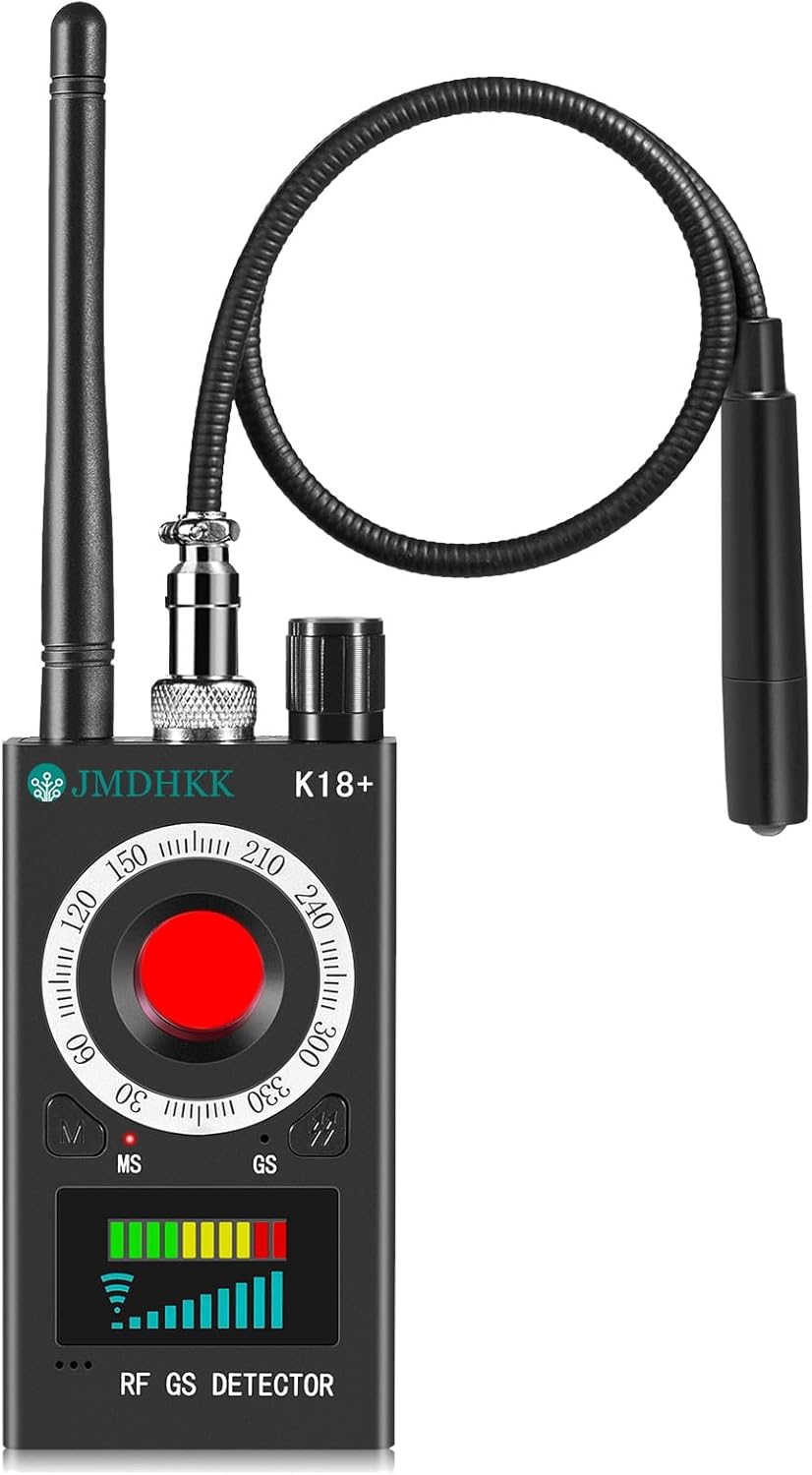 JMDHKK Detector de Cámara Oculta K18+, Buscador de Cámara Espía, Detector de Micrófonos Ocultos, Detector de Campo Magnético, Detector de Dispositivos de Escucha – Herramienta de Protección de