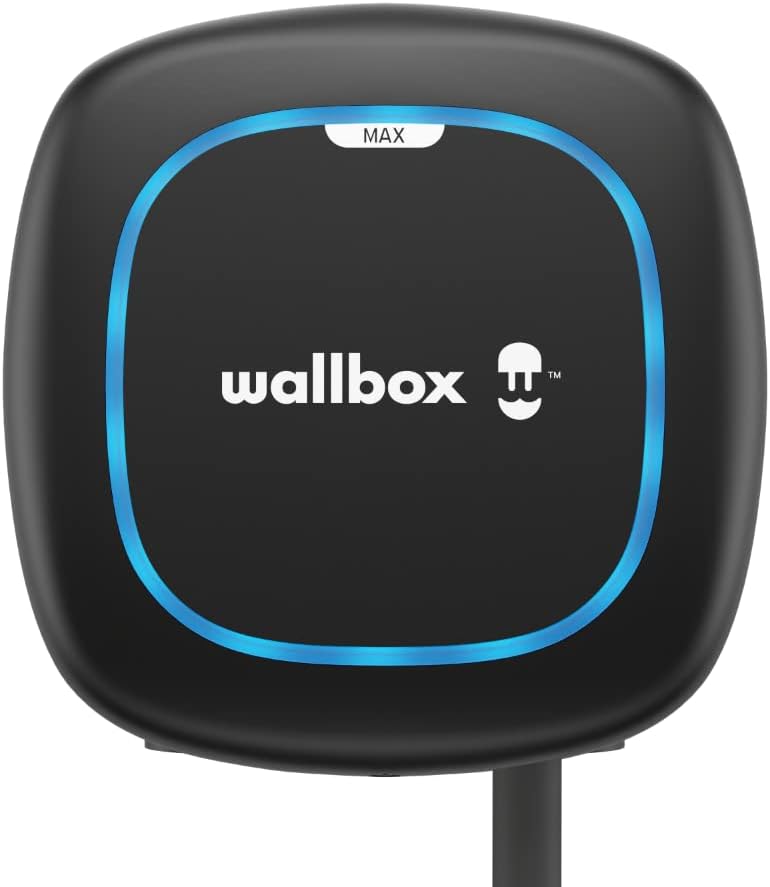 Cargador para vehículo eléctrico Wallbox Pulsar Max (7,4kW, Tipo 2, Wi-Fi, Bluetooth, OCPP, Interior/Exterior, Protección de Puesta a Tierra, Cable de 5 Metros