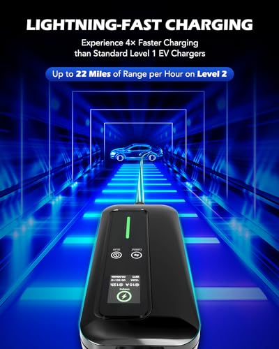Orion Motor Tech Cargador EV de Nivel 2 y 1, Cargador de Coche Iluminado con Adaptador NEMA 6-20 y NEMA 5-15, Cargador EV Iluminado IP67 para El Hogar con Carga Programada