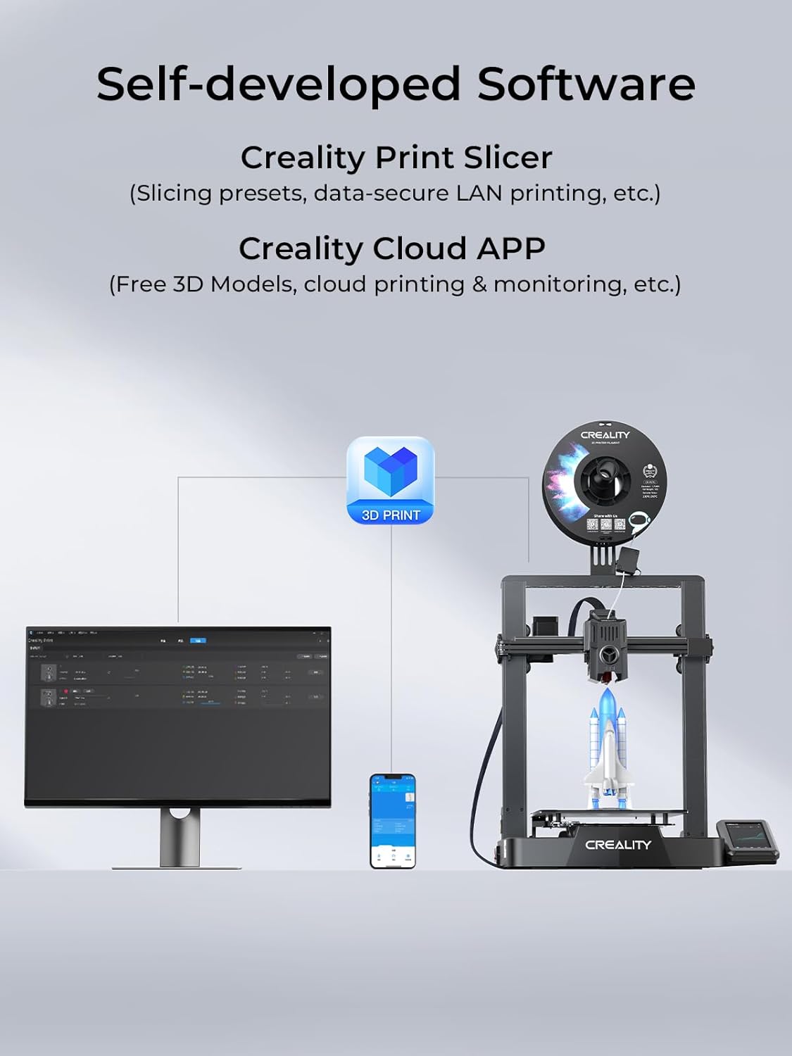 Creality Impresora 3D Ender-3 V3 KE, 500mm/s Velocidad de Impresión Impresora 3D, CR Touch Auto Nivelación, Sprite Extrusor Directo Acero Rígido Eje X Lineal, Impresión de 300 ℃, 220x220x240mm