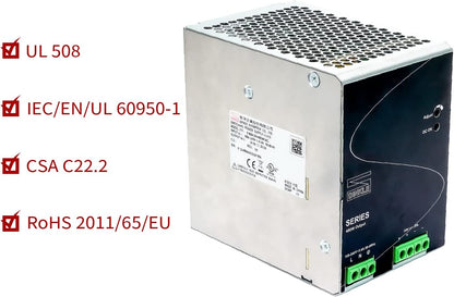 Fuente de alimentación de riel DIN 480W 24VCC 20A, 1 monofásico, 0165N-24V480W1ACQ