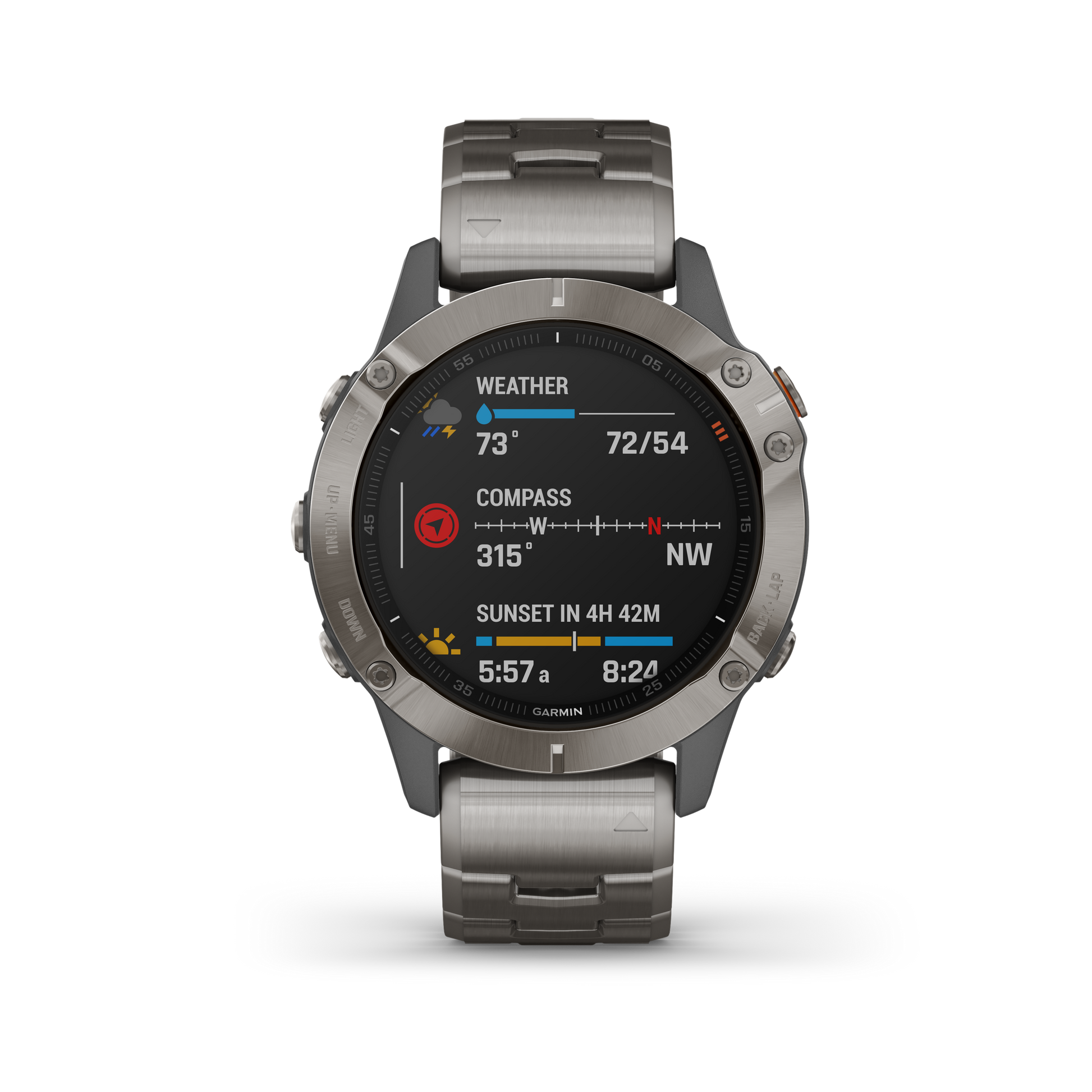Garmin fēnix® 6 – Sapphire – Titanium with Vented Titanium Bracelet