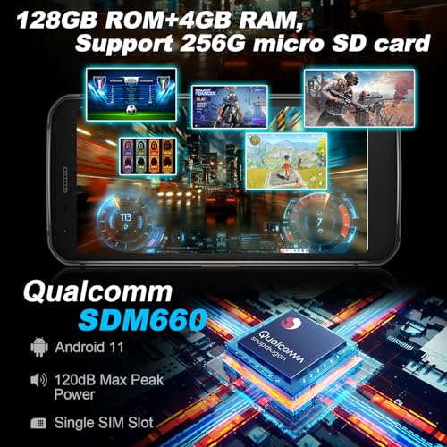 CAT S62 Teléfono celular resistente desbloqueado (128GB, 4GB) 5.7 "IP68 impermeable Android Smartphone, cámara 4K de 48MP, batería todo el día, NFC, desbloqueo de huellas dactilares, Snapdragon 660