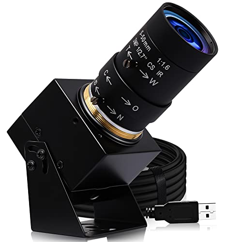 ELP Cámara USB 4K de enfoque variable, cámara web de 5 a 50 mm, zoom 10X, cámara varifocal, 2160P 30 fps, cámara web de enfoque manual, IMX317 Vari-Focus USB, cámaras USB de primer plano para Windows, Linux, Mac, Raspberry Pi