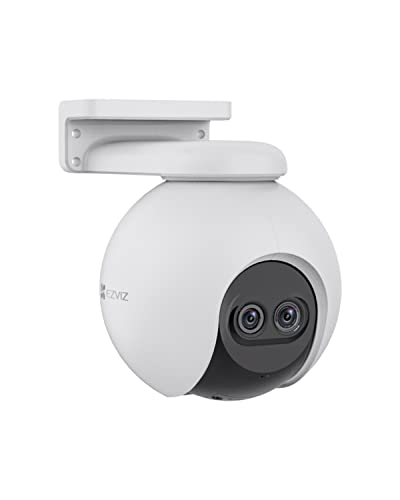 EZVIZ Cámara de seguridad al aire libre, cámara WiFi panorámica 1080P detección de personas alimentada por IA IP65 C8PF