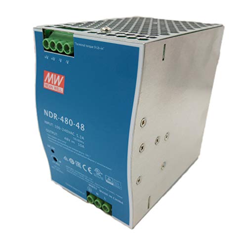 MEAN WELL Fuente de alimentación industrial del carril DIN con PFC, 48 voltios 10 amperios 480 vatios - NDR-480-48