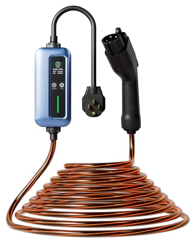 Orion Motor Tech Cargador EV de Nivel 2, Cargador EV Iluminado con Enchufe NEMA 14-50, Cargador EV J1772 Portátil Brillante de 110-240 V con 25 pies. Cable de Carga 16-40A Cargador de Coche Eléctrico