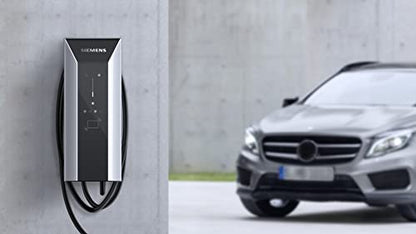 Siemens 8EM13124CF180FA3 VersiCharge AC Series 40A 208/240V Smart Connected EV Charger Interior / Exterior con cable de 20 pies NEMA 6-50 Plug, plata/negro