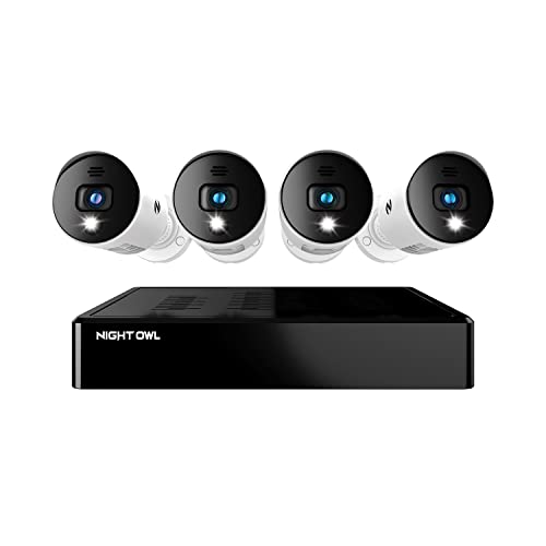 Night Owl Sp, Llc Night Owl - Sistema de cámara de seguridad para el hogar con video Bluetooth de 8 canales con 4 cables 1080p HD interior/exterior blanco WM BTD281 4LSA WM BTD281 4LSA