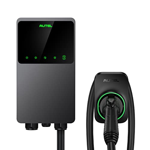 Autel MaxiCharger Home - Cargador para vehículos eléctricos 50a 240 V, nivel 2 WiFi y EVSE habilitado cableado interior/exterior