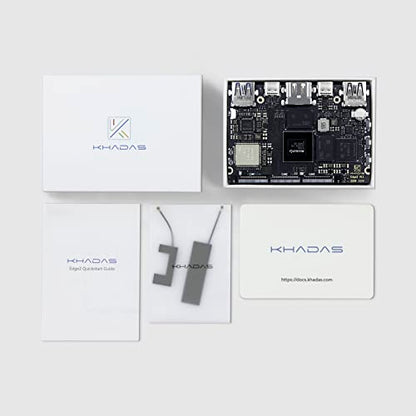 khadas Mini ARM PC, Edge2 RK3588S Computadora de placa única con CPU de 8 núcleos de 64 bits, ARM Mali-G610 MP4 GPU, 6 tops AI NPU, Wi-Fi 6, Bluetooth 5.0, visualización y decodificador HD 8K, interfaz de usuario 4K y 4 pantallas independientes