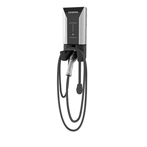 Siemens 8EM13125CF180FA3 VersiCharge AC Series 48A 208/240V Smart Connected EV Charger Interior / Exterior con cable de 20 pies Hardwired, Plata/Negro