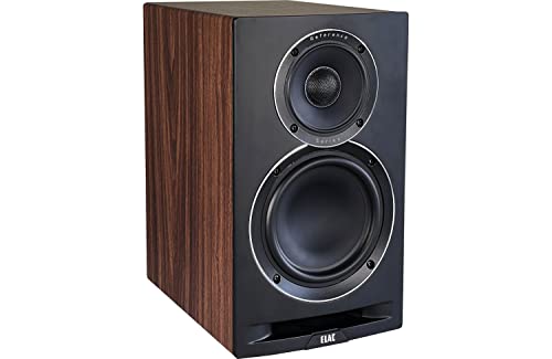 ELAC UBR62 - Altavoces de 3 vías para estantería de audio doméstico (nogal/negro), 140 W, doble acampanado para menor ruido y graves altos, woofers de 6.5 pulgadas (solo altavoces de referencia unific)