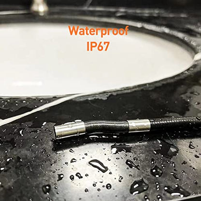 Boroscopio articulado, cámara de alcantarillado DXZtoz con cámara de serpiente giratoria de 0.33 pulgadas para inspección de tuberías de drenaje de tuberías, endoscopio de fibra óptica semirrígido impermeable con luz, cable de 9.8 ft/10 pies