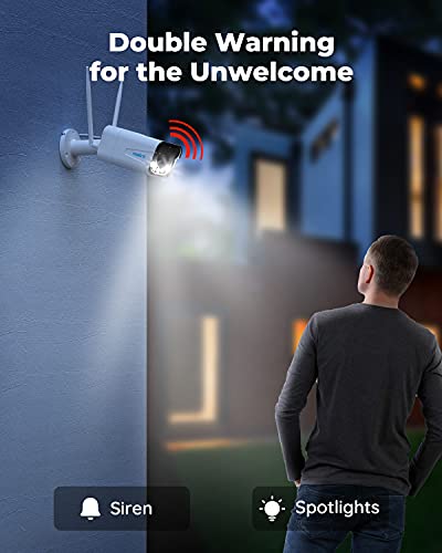 REOLINK Cámara de seguridad de 5 MP para exteriores con focos, zoom óptico 5X, visión nocturna a color, detección de personas/vehículos, sistema de cámara de seguridad WiFi de 2.4/5 GHz, compatible con reproducción inteligente, RLC-511WA