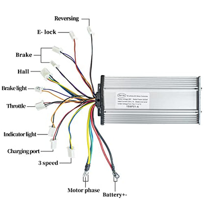 Motor eléctrico 1600W 48V go kart Kit de motor eléctrico con acelerador 33A Controlador de velocidad BLDC ATV Kits Scooter Ebike Kit de conversión Cadena T8F