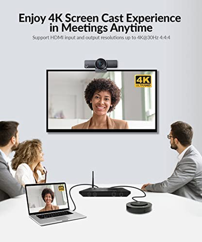 Sistema de presentación inalámbrico y con cable AV Access 4K, duplicación de pantalla de conferencias híbrida a través de AirPlay, Miracast, Dongle, no necesita controlador y WiFi, Hub USB 3.0 para sala de reuniones pequeña y mediana