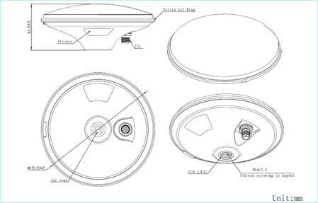MASWELL GNSS Antena de levantamiento y antena de navegación precisa (GPS/GLONASS/Galileo/Brújula nivel de entrada
