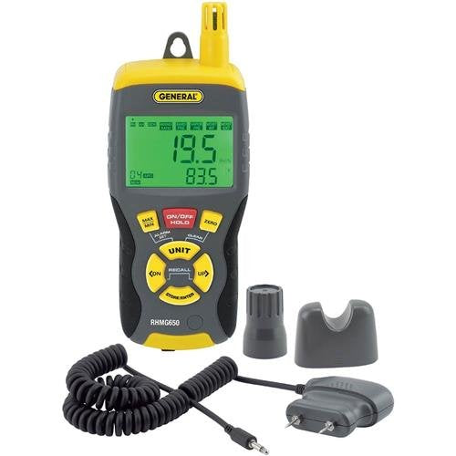General Tools RHMG650 Termohigrómetro 9 en 1 con medidor de humedad sin pines/pins